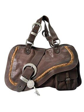 Dior Handbag Dark Brown Gaucho Coin Antique